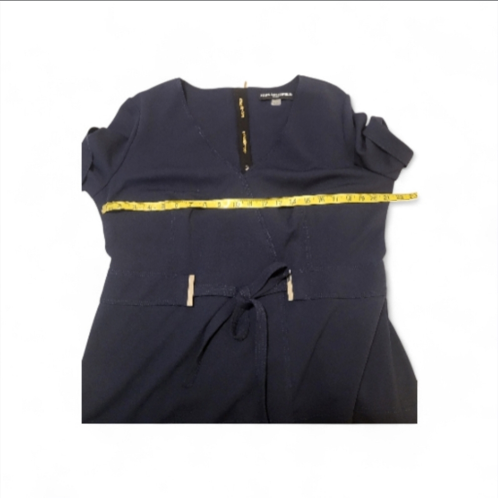 Karl Lagerfeld Paris Navy Belted Career Dress Size 16 - Picture 4 of 10